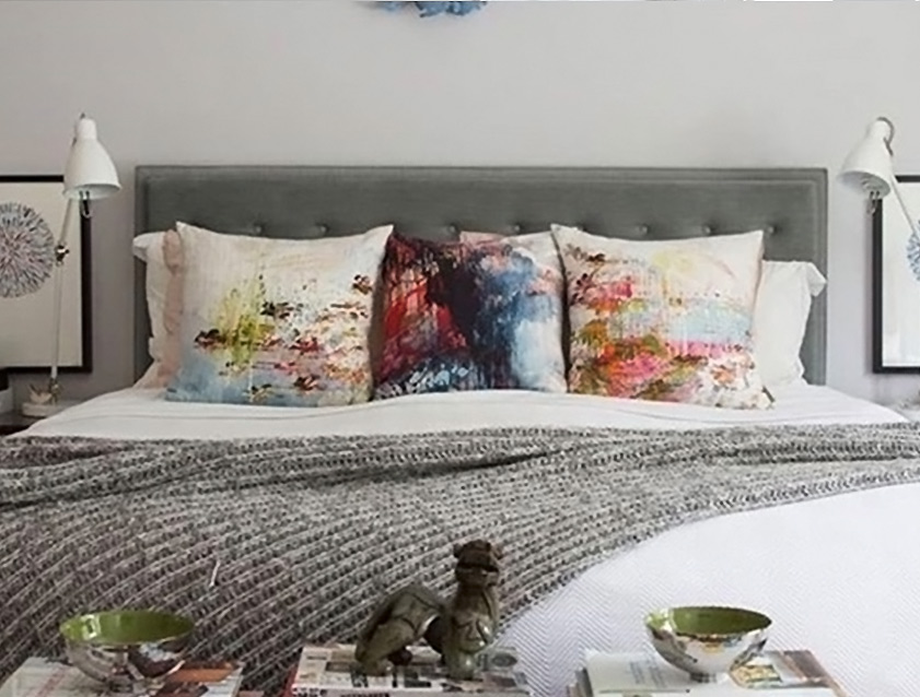 Camden King Bed in Romo Linara Eucaluptus & DG Hetton Smoke